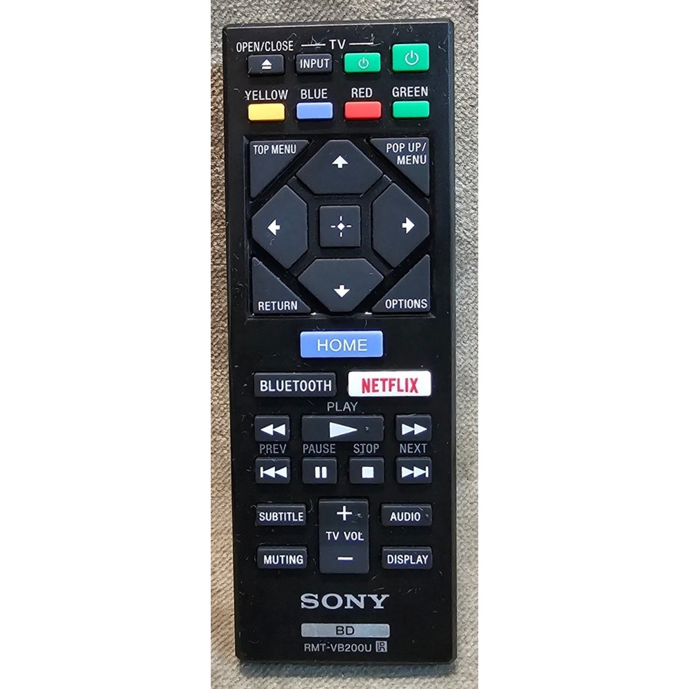 Sony RMT-VB200U Blu-ray Disc Player Remote Control Netflix Bluetooth Black